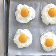 Cloud Eggs on a baking sheet
